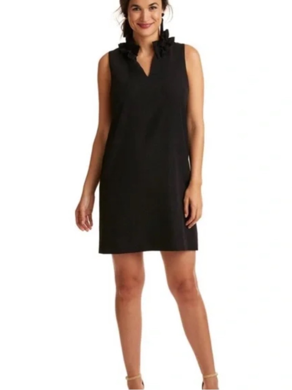 Vineyard Vines Black Ruffle-Trim Blouse